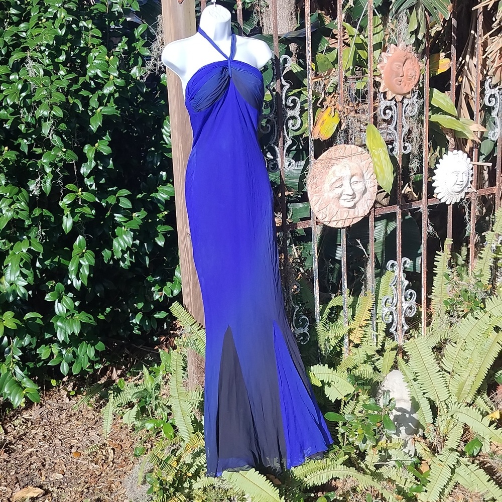 Cache '90s vintage, pre y2k blue ombre Grecian halter dress size 2